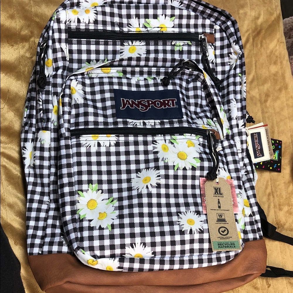 Jansport Gingham Backpack with Daisies